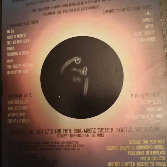 QUEENSRYCHE LIVE EVOLUTION LIVE DVD - Picture 2 of 2